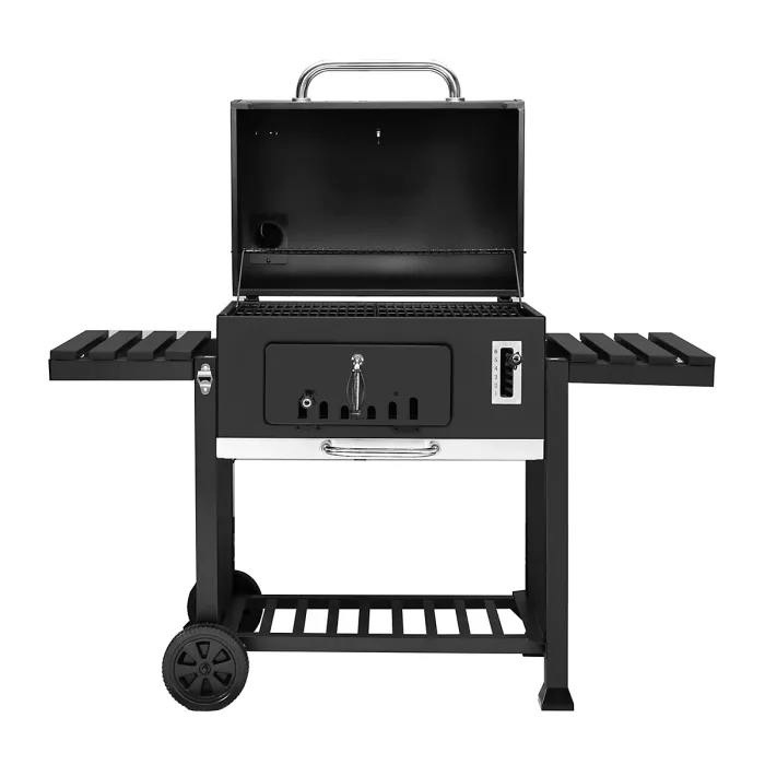 Callow XXL Charcoal BBQ Grill with dual side tables and Tool hooks