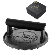 Gourmet Easy Cast Iron Smash Burger & Meat Press - Black