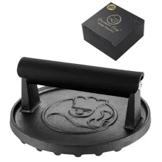 Gourmet Easy Cast Iron Smash Burger & Meat Press - Black