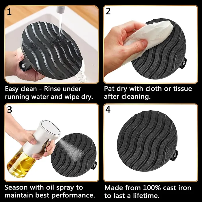 Gourmet Easy Cast Iron Smash Burger & Meat Press - Black