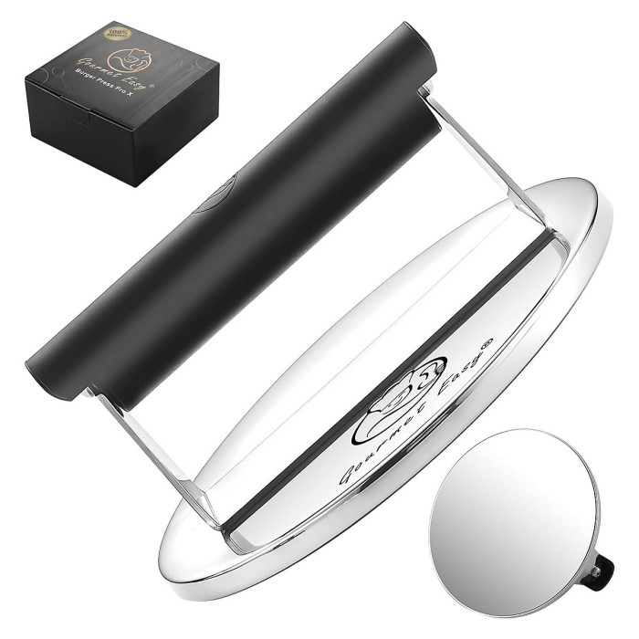 Gourmet Easy Stainless Steel Smash Burger Press - Silver