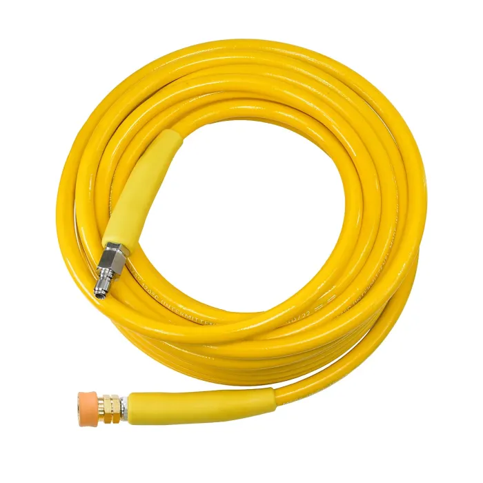 V-TUF 20m 2 WIRE, TOUGH COVER 3/8" 400BAR 155C V-TUF YELLOW JETWASH HOSE with DURAKLIX HEAVY DUTY MSQ COUPLINGS