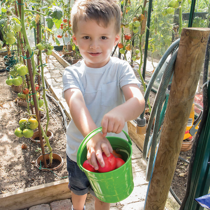 Children's Steel Green Bucket with Swivel Handle