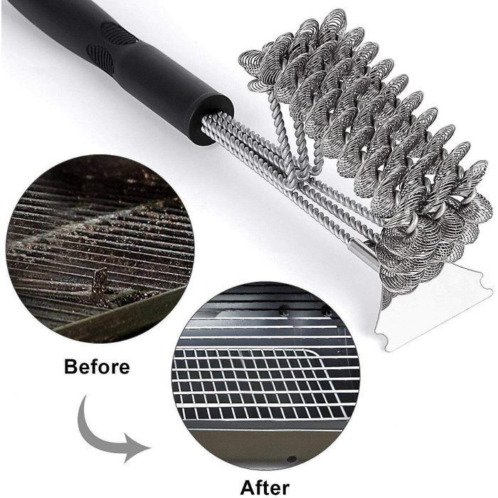 BBQ Grill Cleaning Brush, 16.5inch/42 CM Stainless Steel Wire Bristle Cleaner Brush for BBQ Grilling Grates