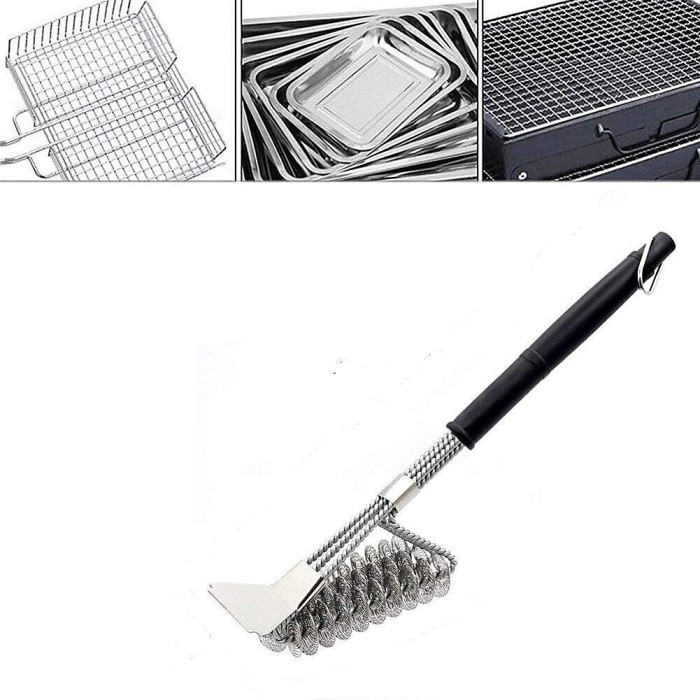 BBQ Grill Cleaning Brush, 16.5inch/42 CM Stainless Steel Wire Bristle Cleaner Brush for BBQ Grilling Grates