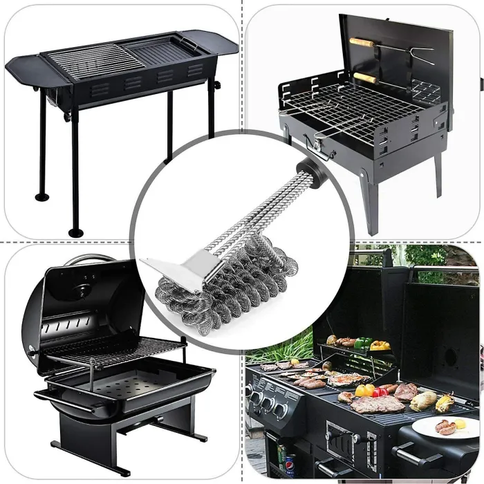 BBQ Grill Cleaning Brush, 16.5inch/42 CM Stainless Steel Wire Bristle Cleaner Brush for BBQ Grilling Grates