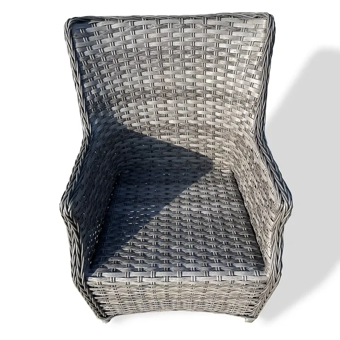 5 Pieces Outdoor Rattan Dining Set, Wicker Dining Sofa Set with Soft Cushion Tempered Glass Table Aluminum Frame