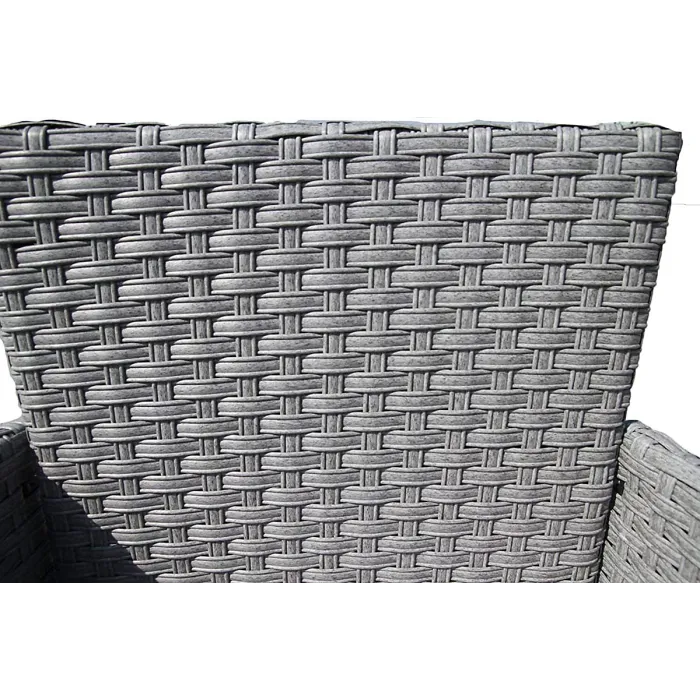 Furniture One Rattan Bistro Set Furniture Grey 3 PCs Patio Weave Companion Chair Table Set 2 Seater