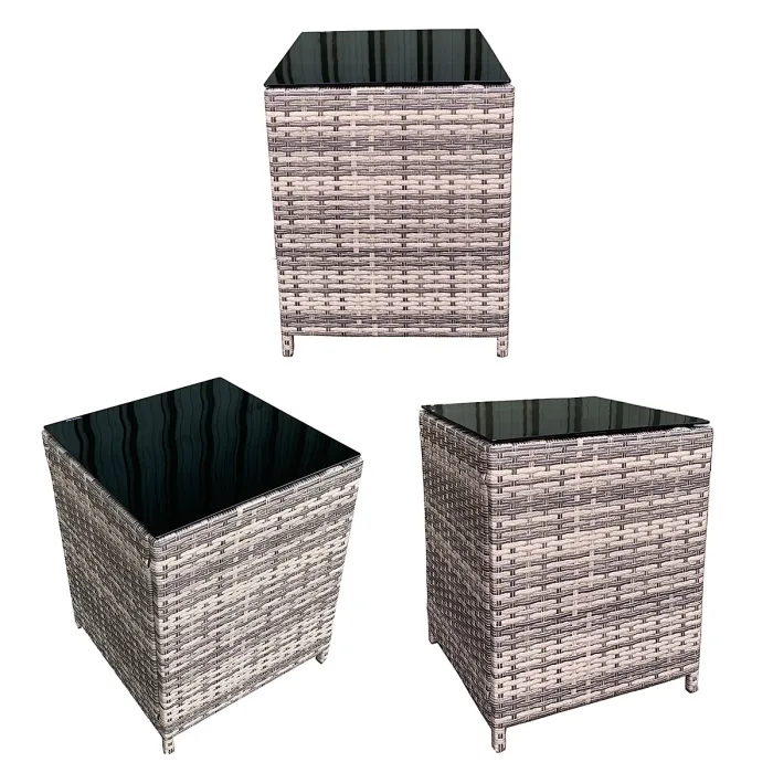 Furniture One Rattan Bistro Set Furniture Nature 3 PCs Patio Weave Companion Chair Table Set 2 Seater