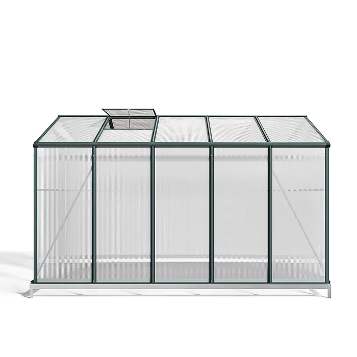 Polycarbonate Greenhouse Walk In Aluminium Frame Garden Green House with Base Foundation,Green,10 x 6 ft