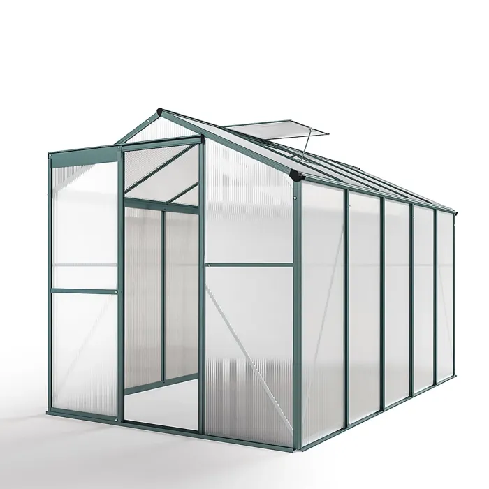 Polycarbonate Greenhouse Aluminium Frame Wall In Garden Green House 10 x 6 ft