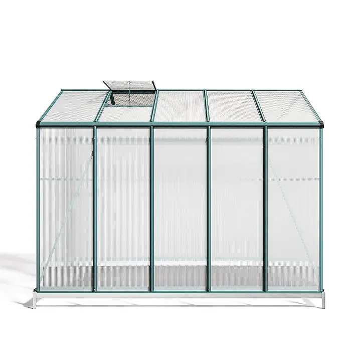8 x 6 ft Polycarbonate Greenhouse Aluminium Frame Garden Green House with Base Foundation,Green