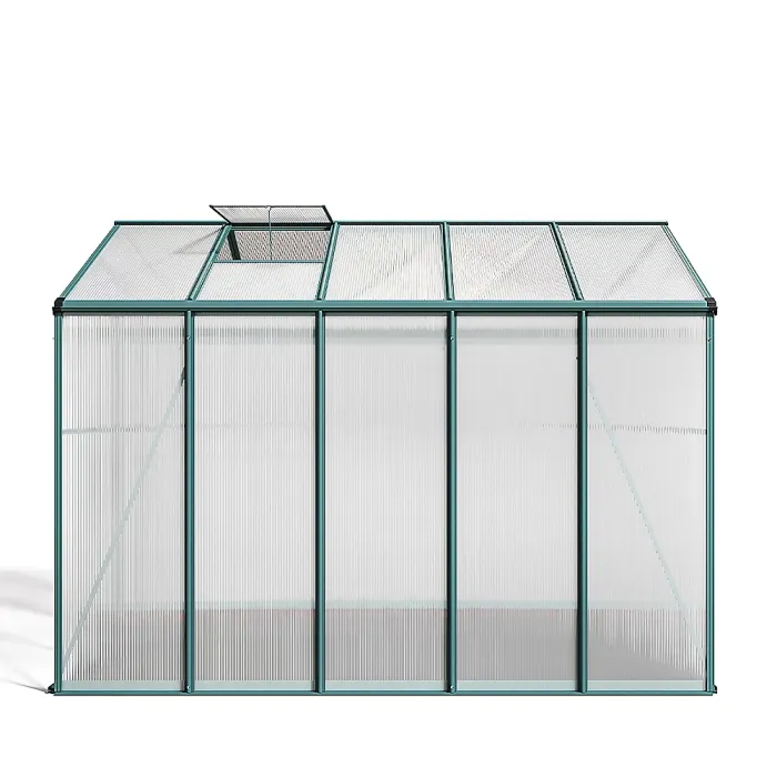 Polycarbonate Greenhouse Walk In Aluminium Frame Garden Green House,Green,8 x 6 ft