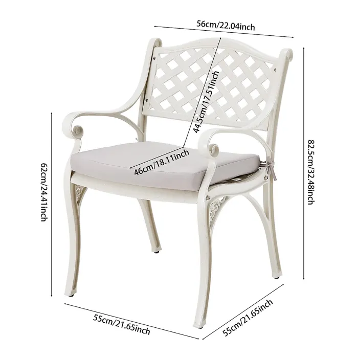 6 Seater Retro Cast Aluminum Garden Bistro Table and Chairs Set with Cushions 150 cm