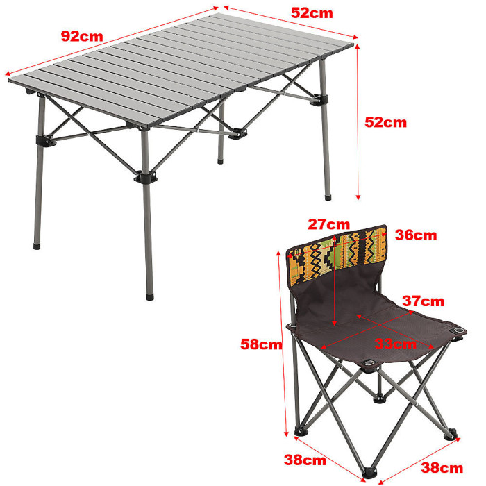 7 Piece Folding 6 Seater Camping Picnic Set Outdoor Table and Chairs Set Portable with Carrying Bag