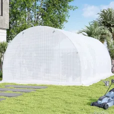6x3x2M Steel Frame Walk In Greenhouse Garden Plants Grow House Walk-In Green House with Roll Up Windows and PE Cover