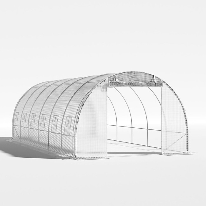 6x3x2M Steel Frame Walk In Greenhouse Garden Plants Grow House Walk-In Green House with Roll Up Windows and PE Cover