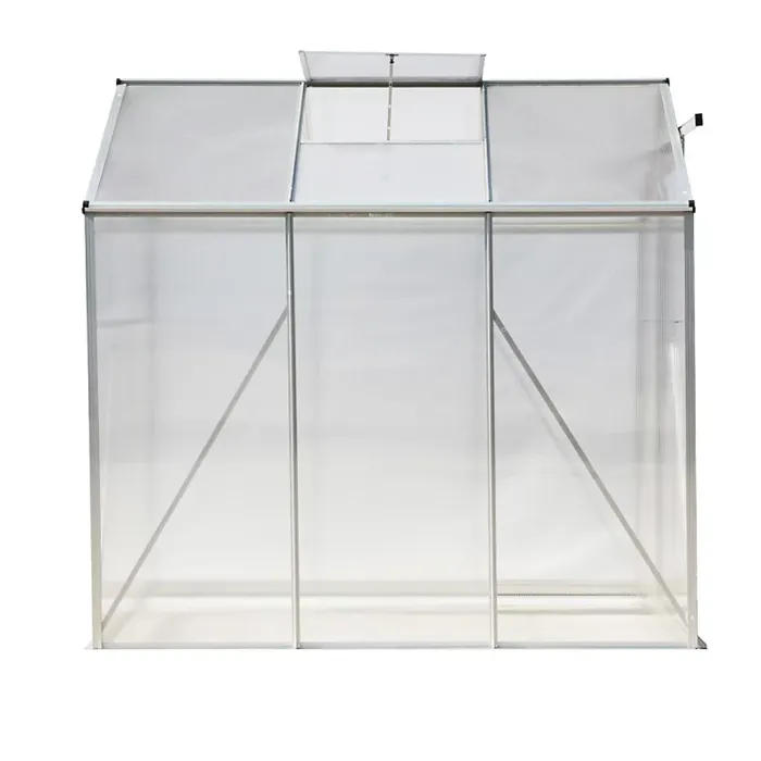 Garden Plants Grow House with Aluminium Frame Large Walk-In Green House with Door and Window, 6x6ft, Sliver