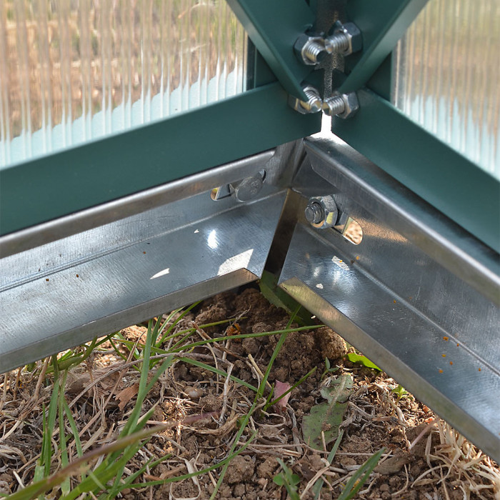 195cm H Outdoor Garden Polycarbonate Walk In Greenhouse with Sliding Door and Base Foundation, 8x6ft