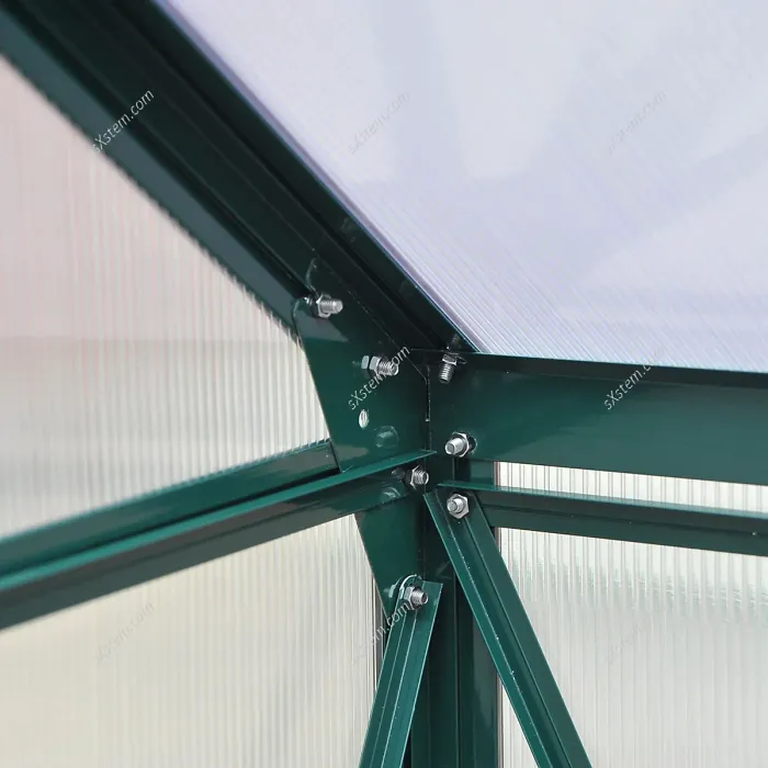 195cm H Outdoor Garden Polycarbonate Walk In Greenhouse with Sliding Door and Base Foundation, 6x4ft