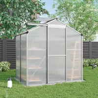 Outdoor Garden Plants Grow House with Aluminium Frame Large Walk-In Green House with Door and Window 6 x 4 ft