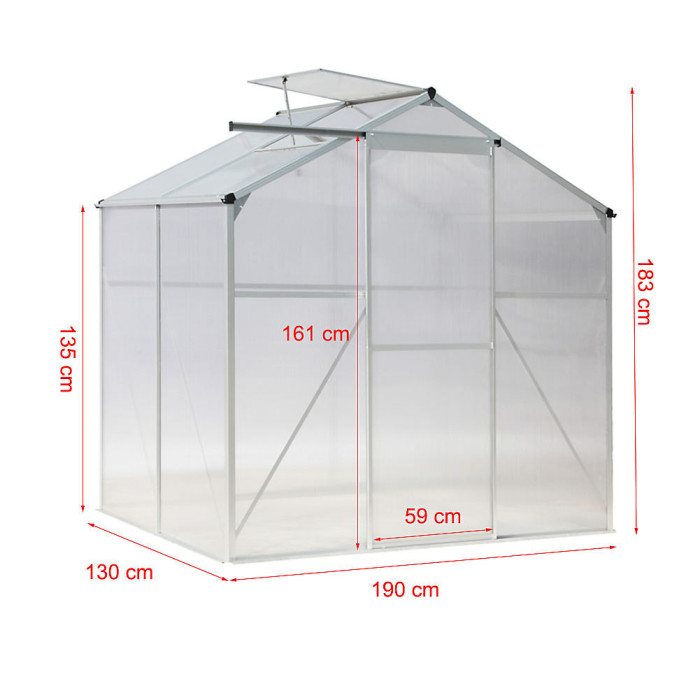 Outdoor Garden Plants Grow House with Aluminium Frame Large Walk-In Green House with Door and Window 6 x 4 ft