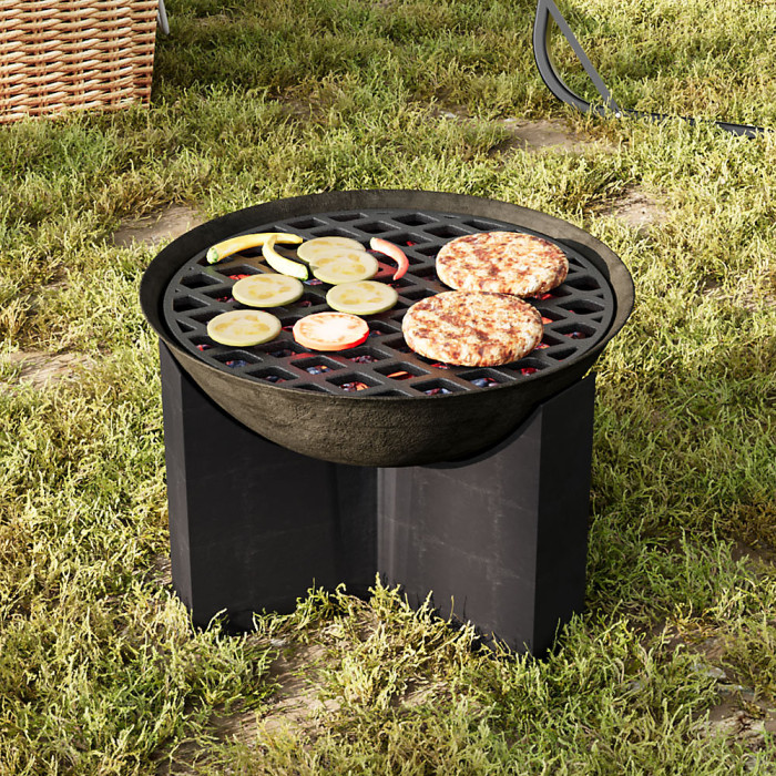 30cm D Round Cast Iron Fire Grate BBQ High Heat Charcoal Plate Replacement Parts