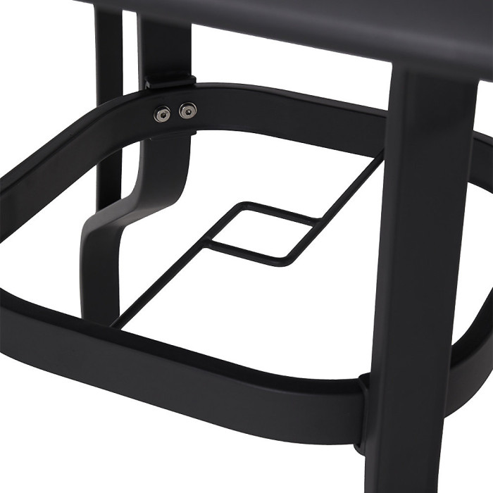 Garden Metal Slatted Coffee Table Square Black Outdoor Table with Four Foldable Grey Chairs