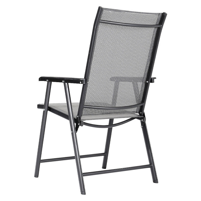 150cm L Garden Metal Slatted Coffee Table with Four Foldable Chairs Rectangle Table in Black