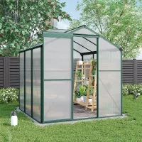 Garden Plants Grow House with Aluminium Frame Large Walk-In Green House with Door and Window 6 x 6 ft