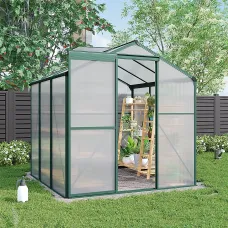 Garden Plants Grow House with Aluminium Frame Large Walk-In Green House with Door and Window 6 x 6 ft