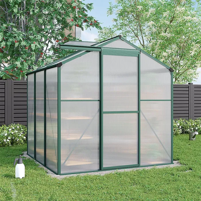 Garden Plants Grow House with Aluminium Frame Large Walk-In Green House with Door and Window 6 x 6 ft