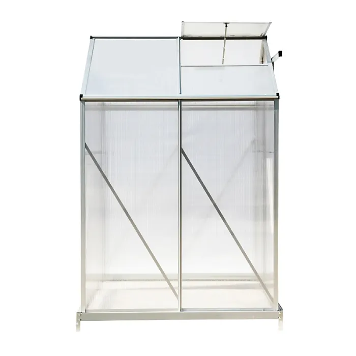 Silver Garden Plants Grow House with Aluminium Frame Large Walk-In Green House with Door and Window Silver 6x4 ft