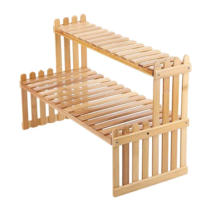 Outdoor 2 Steps Garden Wood Plant Display Stand