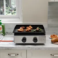 Black Outdoor 17-Inch Portable Stainless Steel Gas Garden Griddle BBQ Grill 44.5cm W