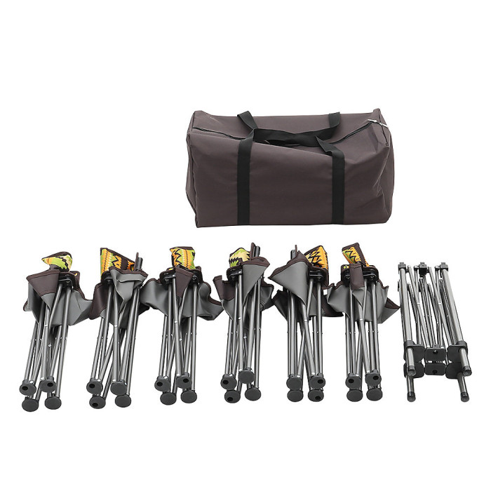 7-Piece Foldable Square Table and Six-Person Chairs Outdoor Camping Picnic Set with Portable Carrying Bag