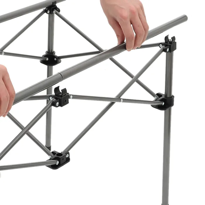 7-Piece Foldable Square Table and Six-Person Chairs Outdoor Camping Picnic Set with Portable Carrying Bag