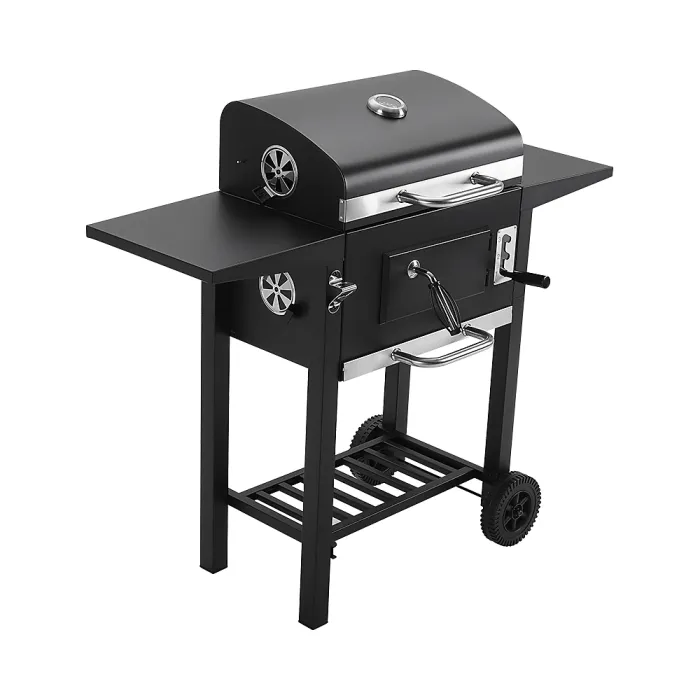 Outdoor Charcoal Black Portable BBQ Grill Garden Camping Charcoal Grill with Side Tables 96.5cm H
