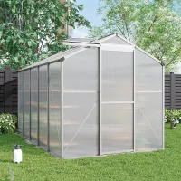 Silver Garden Plants Grow House with Aluminium Frame Large Walk-In Green House with Door and Window