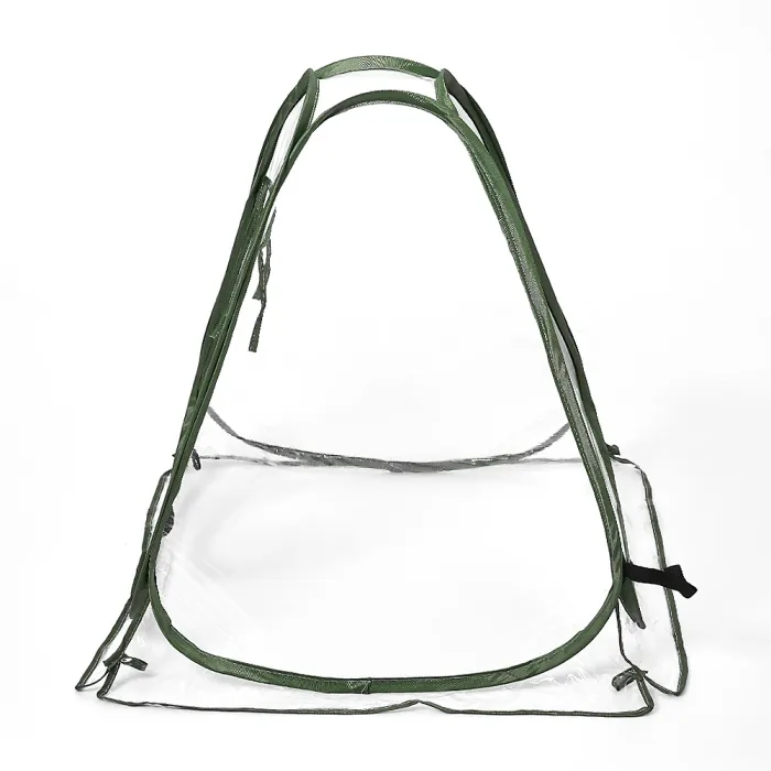 Foldable Pop-up Transparent Freestanding Mini Greenhouse with Zipper, Green