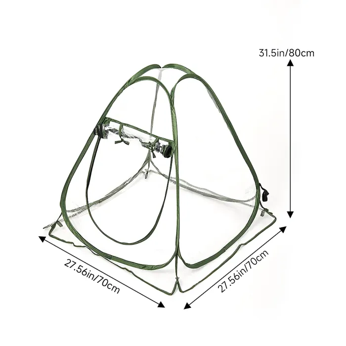 Foldable Pop-up Transparent Freestanding Mini Greenhouse with Zipper, Green