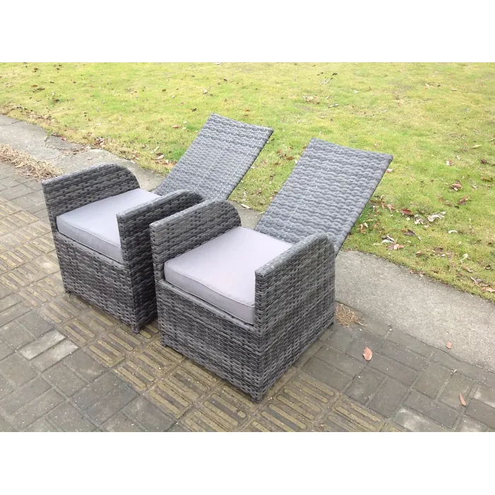 Fimous Outdoor Rattan Garden Furniture Dining Sets Reclining Chairs Dining Table And Chair Sets 6 Seater Round Table