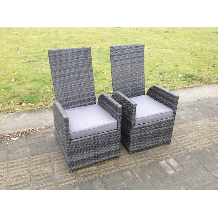 Fimous Outdoor Rattan Garden Furniture Dining Sets Reclining Chairs Dining Table And Chair Sets 6 Seater Round Table