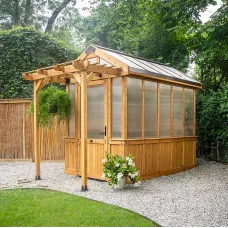 Backyard Discovery Bellerose Cedar Wood Greenhouse with Pergola Front 2.7m x 1.8m (9ft x 6ft)