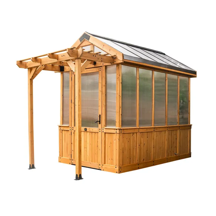 Backyard Discovery Bellerose Cedar Wood Greenhouse with Pergola Front 2.7m x 1.8m (9ft x 6ft)