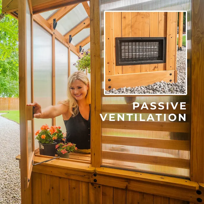 Backyard Discovery Bellerose Cedar Wood Greenhouse with Pergola Front 2.7m x 1.8m (9ft x 6ft)