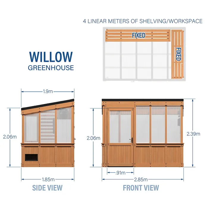 Backyard Discovery Willow Cedar Wood Greenhouse 2.7m x 1.8m (9ft x 6ft)