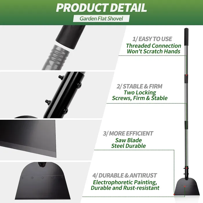 Walensee 54" Adjustable Multi-Purpose Shovel & Scraper for Weeding, Edging & Ice Removal