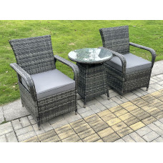 Fimous Rattan Garden Furniture Dining Set Table And Chairs Set Bistro Set Wicker Patio Outdoor 2 Chairs Plus Small Round Table