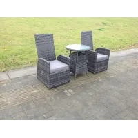 Fimous Outdoor PE Wicker Rattan Garden Furniture Reclining Chair And Table Sets Dining Sets 2 Seater Bistro Set